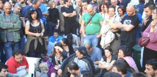 A sub-committee meeting in the square occupied by tens of thousands of workers and youth next to the Greek parliament