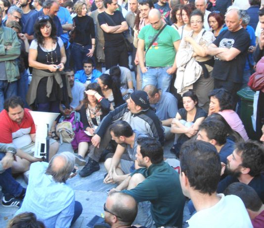 A sub-committee meeting in the square occupied by tens of thousands of workers and youth next to the Greek parliament