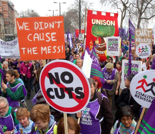 Unison members demanding ‘No Cuts’ on the London TUC demonstration