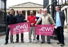 Romec CWU members outside the British Museum yesterday