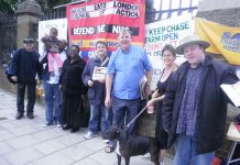 The picket line yesterday morning at Chase Farm – there was a very good response to the proposal to occupy to stop closure