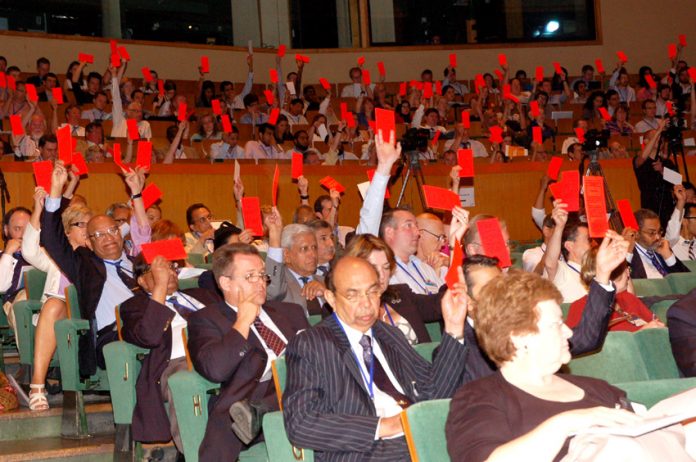 Doctors voting at their Annual Representative Meeting in Cardiff  yesterday
