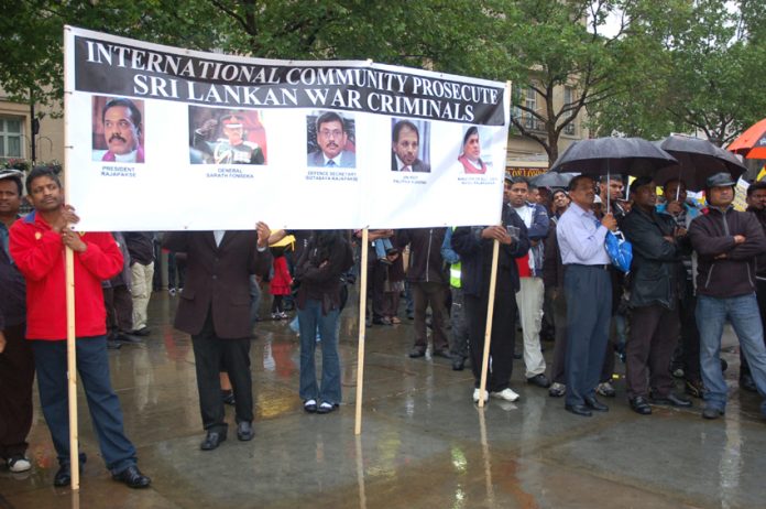 Tamils demonstrated in May in Trafalgar Square demanding an investigation into war crimes by the Sri Lankan government