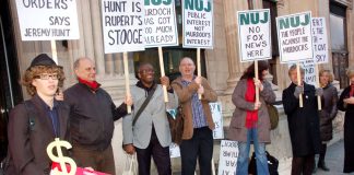 The National Union of Journalists staged a protest against the takeover of BSkyB in March this year