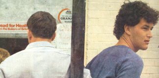 Striking miners left handcuffed to a lampost during the year-long civil war waged by the Thatcher government, the capitalist state and the Murdoch press against the miners’ union in 1984-85