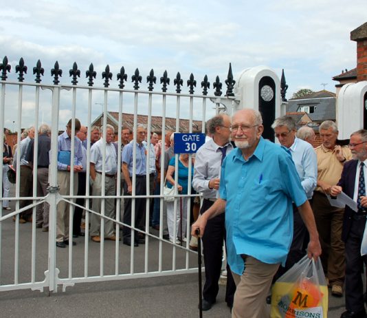 British Airways pensioners leaving their meeting at Ascot Racecourse on Monday afternoon