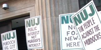 National Union of Journalists protest in March against Murdoch domination of the media