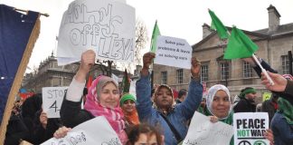 Libyan women take part in the TUC’s national march earlier this year