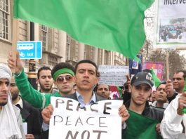 GADAFFI TELLS SIRTE: ‘NATO will be defeated’ Libyan students joined the TUC anti-cuts march in London on March 26, appealing for ‘peace not Tomahawk’ missiles from the NATO governments