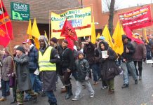 The Chase Farm Hospital Maternity banner on last December’s march through Enfield by the North-East London Council of Action against closure