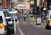 Police have sealed off a major section of the Tottenham High Road in the wake of Saturday’s uprising