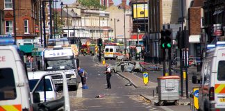 Police have sealed off a major section of the Tottenham High Road in the wake of Saturday’s uprising