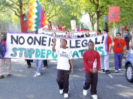 Asylum seekers and their families marching against deportations