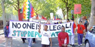 Asylum seekers and their families marching against deportations