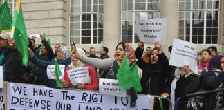 Libyans demonstrating in London to condemn the NATO bombing of Tripoli and NATO support for the counter-revolutionary ‘rebels’