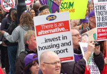 Anti-cuts demonstrators in London in March this year demand: ‘Invest in housing’