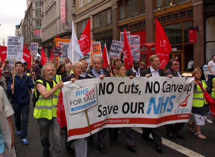 Unite demonstration in London on July 7th in defence of the NHS