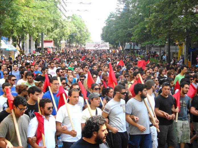 A section of the students’ and workers’ march in Athens