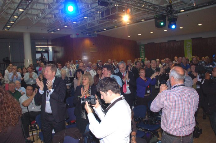 Delegates gave Unison leader Prentis a standing ovation after he declared that 9,000 employers were going to be informed of the Unison members’ strike ballot to defend pensions