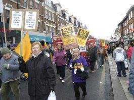 Demonstrators have taken to the streets of Enfield in their thousands to defend Chase Farm Hospital against closure