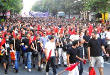 Greek university students on the march