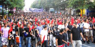 Greek university students on the march