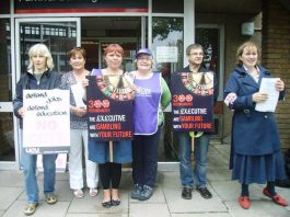 Unison and UCU members stand together in defence of jobs and education