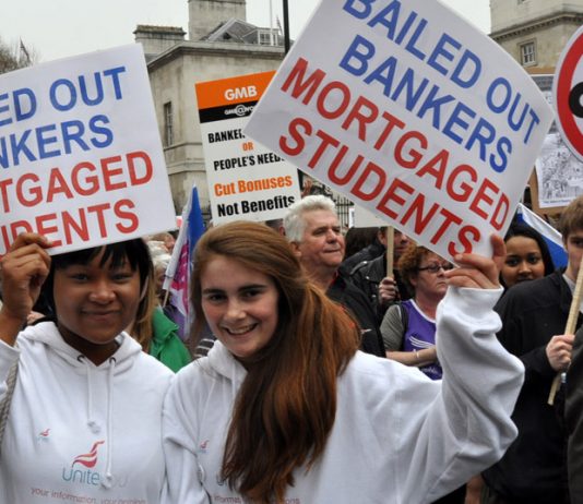 Students on the TUC demonstration on March 26 were angry that the bankers were being bailed out while they were being ruined