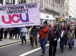 UCU members on the TUC March for Jobs, which brought London to a halt at the beginning of this year