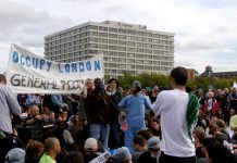 YS National Secretary JOSHUA OGUNLEYE addressing ‘Block the (Westminster) Bridge’ protesters yesterday afternoon