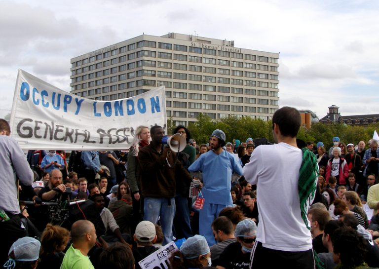 YS National Secretary JOSHUA OGUNLEYE addressing ‘Block the (Westminster) Bridge’ protesters yesterday afternoon