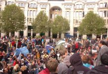 Rally next to St Paul’s Cathedral yesterday by crowds of people camping there and supporting the Occupy Wall Street movement