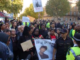 The procession arriving in Whitehall, demanding justice for loved ones who have died in custody