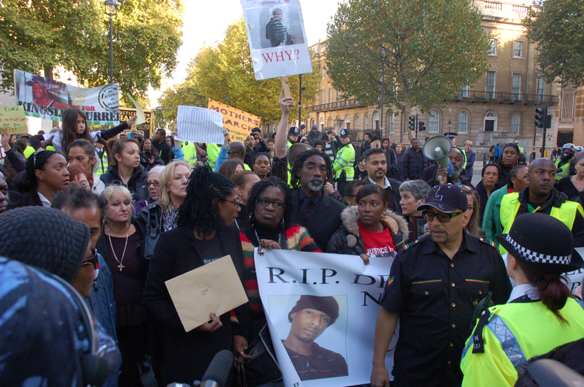 The procession arriving in Whitehall, demanding justice for loved ones who have died in custody