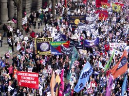 NUT banners on the 500,000-strong TUC demonstration on March 26 against the coalition’s cuts