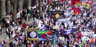 NUT banners on the 500,000-strong TUC demonstration on March 26 against the coalition’s cuts