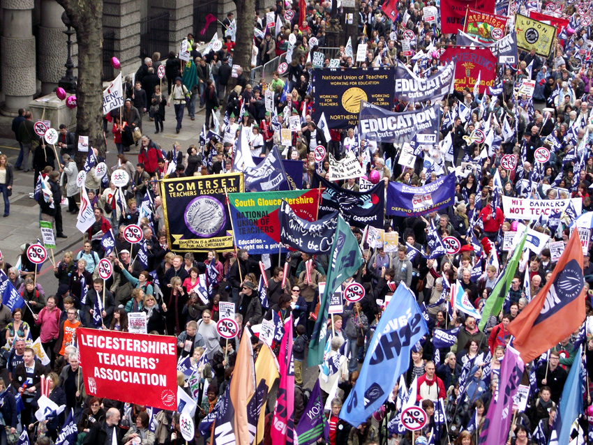 NUT banners on the 500,000-strong TUC demonstration on March 26 against the coalition’s cuts