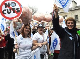 NO JOBS FOR NEWLY QUALIFIED MIDWIVES – as Tory coalition refuses funding Midwives on the 500,000-strong TUC demonstration on March 26 against the coalition government cuts