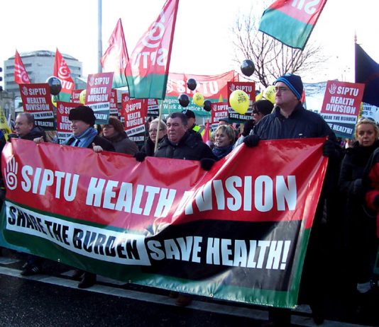 SIPTU members demand action to defend jobs in the health service
