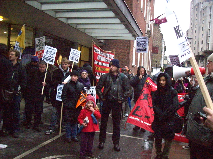 A section of yesterday’s shop stewards lobby of the TUC against pension cuts