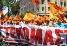 Greek electricians and power workers marching in Athens last June – will answer the autocratic bankers with a socialist revolution