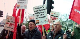 Unilever workers descended on the company’s headquarters from all over the UK