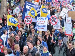 Teachers on the march last November determined to defend their pensions