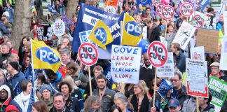 Teachers on the march last November determined to defend their pensions