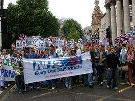 Anti-privatisation march from London’s UCH hospital to the Department of Health last year