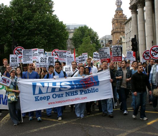 Anti-privatisation march from London’s UCH hospital to the Department of Health last year