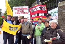 The daily picket at Chase Farm Hospital fighting to keep the hospital open is opposed to privatisation and the £20bn of cuts brought in by the Labour government