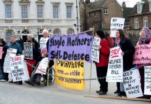 Campaigners outside the House of Lords yesterday