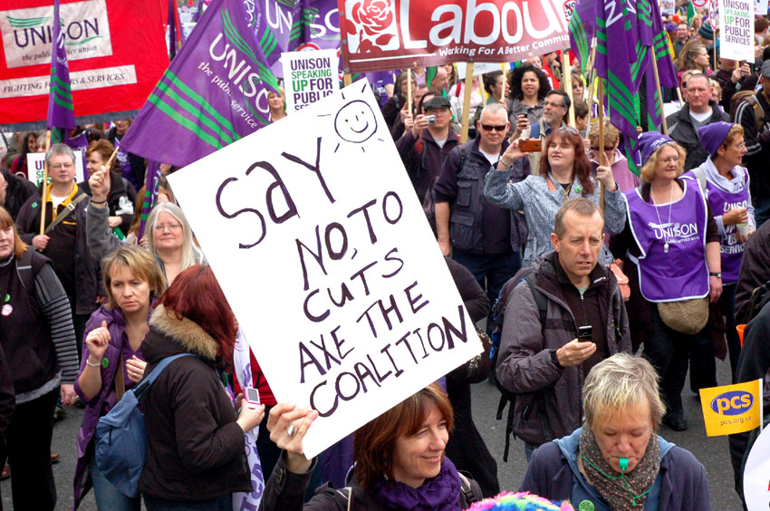 Section of the 500,000-strong TUC demonstration on March 26 last year against the coalition cuts