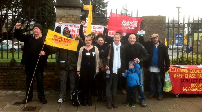 An enthusiastic response from patients, staff and passers-by to yesterday’s picket of Chase Farm Hospital